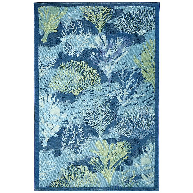 Liora Manne Marina Coral Garden Indoor/Outdoor Rug, Blue, 9X12 Ft