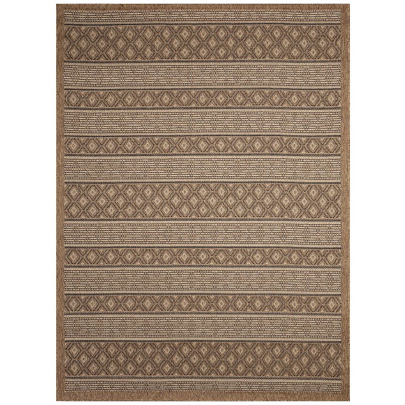 Liora Manne Monterey Striped Indoor/Outdoor Rug, Black, 8Ft Sq