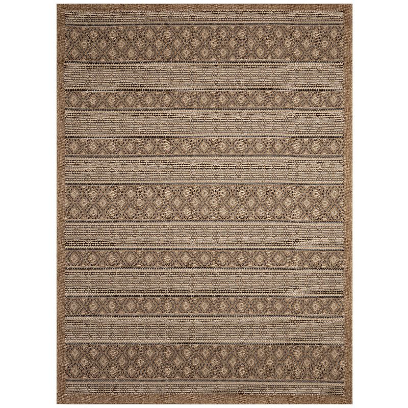 Liora Manne Monterey Striped Indoor/Outdoor Rug, Black, 8X10 Ft