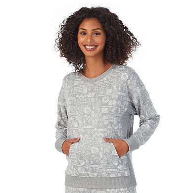 Women's Cuddl Duds Sweater Knit Kangaroo Pocket Top and Banded Bottom Sleep Set