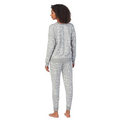 Women's Cuddl Duds Sweater Knit Kangaroo Pocket Top and Banded Bottom Sleep Set