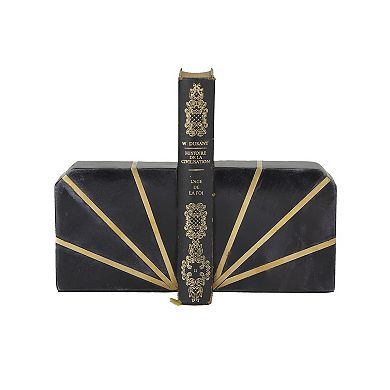 CosmoLiving by Cosmopolitan Gold Finish Burst Marble Bookend 2-piece Set