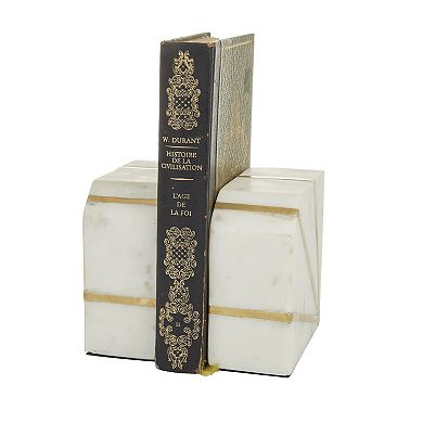 CosmoLiving by Cosmopolitan Gold Finish Burst Marble Bookend 2-piece Set