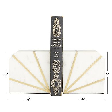 CosmoLiving by Cosmopolitan Gold Finish Burst Marble Bookend 2-piece Set