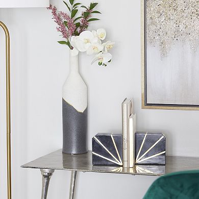 CosmoLiving by Cosmopolitan Gold Finish Burst Marble Bookend 2-piece Set
