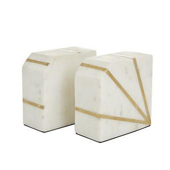 CosmoLiving by Cosmopolitan Gold Finish Burst Marble Bookend 2 pc Set