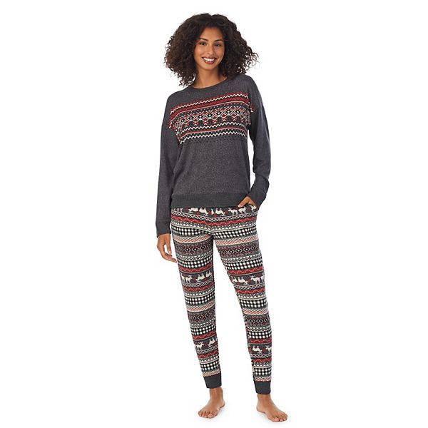 Petite Cuddl Duds® Sweater Knit Crewneck Top and Banded Bottom Sleep Set