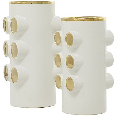 CosmoLiving by Cosmopolitan Gold Finish Detail Decorative Vase Table Decor 2-piece Set