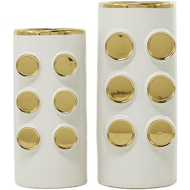 CosmoLiving by Cosmopolitan Gold Finish Detail Decorative Vase Table Decor 2-piece Set