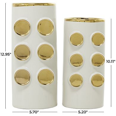 CosmoLiving by Cosmopolitan Gold Finish Detail Decorative Vase Table Decor 2-piece Set