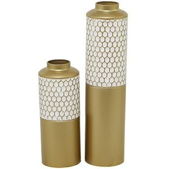 CosmoLiving by Cosmopolitan Honeycomb Decorative Vase Floor Decor 2 pc Set