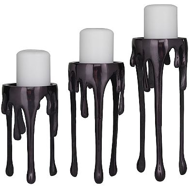 CosmoLiving by Cosmopolitan Dripping Pillar Candle Holder Table Decor 3-piece Set
