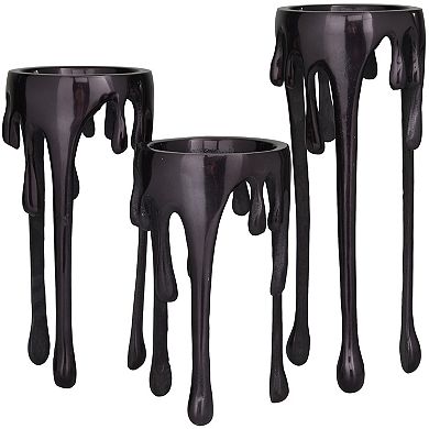 CosmoLiving by Cosmopolitan Dripping Pillar Candle Holder Table Decor 3-piece Set