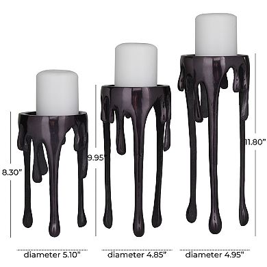 CosmoLiving by Cosmopolitan Dripping Pillar Candle Holder Table Decor 3-piece Set