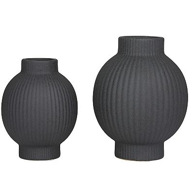 CosmoLiving by Cosmopolitan Ribbed Decorative Vase Table Decor 2-piece Set