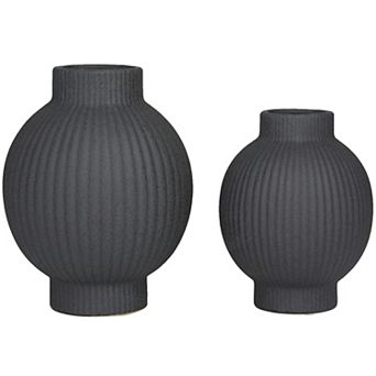 CosmoLiving by Cosmopolitan Ribbed Decorative Vase Table Decor 2 pc Set