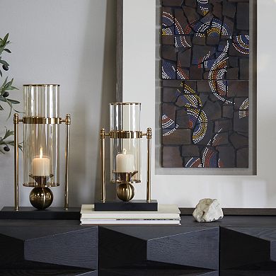 CosmoLiving by Cosmopolitan Pillar Hurricane Candle Holder Table Decor 2-piece Set