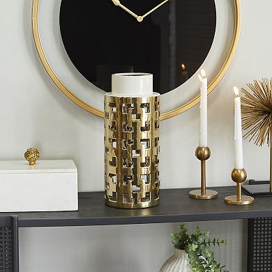 CosmoLiving by Cosmopolitan Gold Finish Cutout Decorative Vase Table Decor