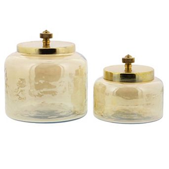 CosmoLiving by Cosmopolitan Glass Decorative Jars with Metal Lids