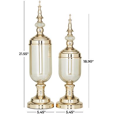 CosmoLiving by Cosmopolitan Finial Decorative Jar Floor Decor 2-piece Set