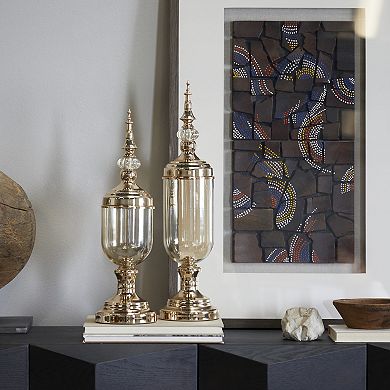 CosmoLiving by Cosmopolitan Finial Decorative Jar Floor Decor 2-piece Set