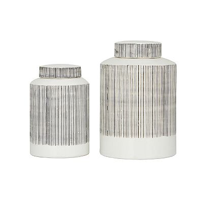 CosmoLiving by Cosmopolitan Striped Decorative Jar Table Decor 2-piece Set