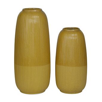 CosmoLiving by Cosmopolitan Ribbed Textured Vase Floor Decor 2 pc Set