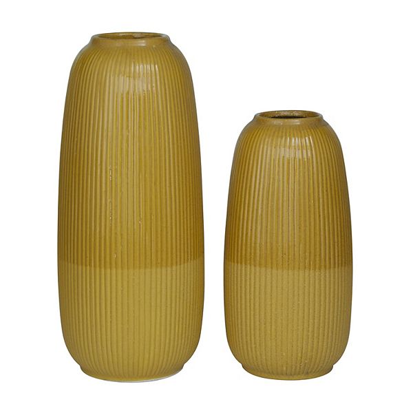 Cosmoliving By Cosmopolitan Ribbed Textured Vase Floor Decor 2-piece Set