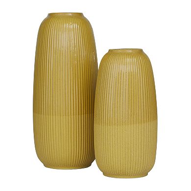 CosmoLiving by Cosmopolitan Ribbed Textured Vase Floor Decor 2-piece Set
