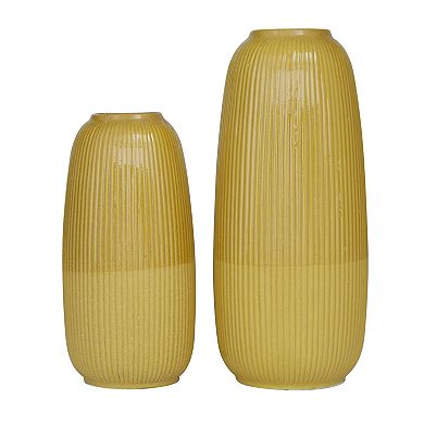 CosmoLiving by Cosmopolitan Ribbed Textured Vase Floor Decor 2-piece Set
