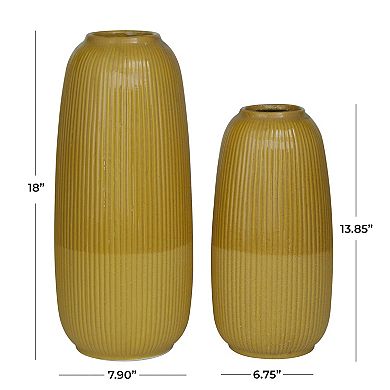 CosmoLiving by Cosmopolitan Ribbed Textured Vase Floor Decor 2-piece Set