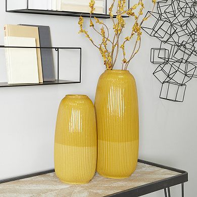 CosmoLiving by Cosmopolitan Ribbed Textured Vase Floor Decor 2-piece Set