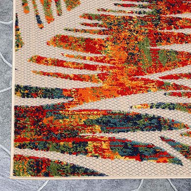 SUPERIOR Botanical Leaves Modern Indoor/Outdoor Area Rug