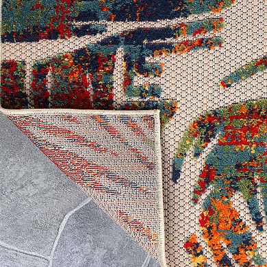SUPERIOR Botanical Leaves Modern Indoor/Outdoor Area Rug