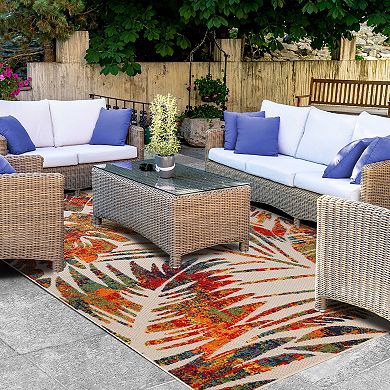 SUPERIOR Botanical Leaves Modern Indoor/Outdoor Area Rug