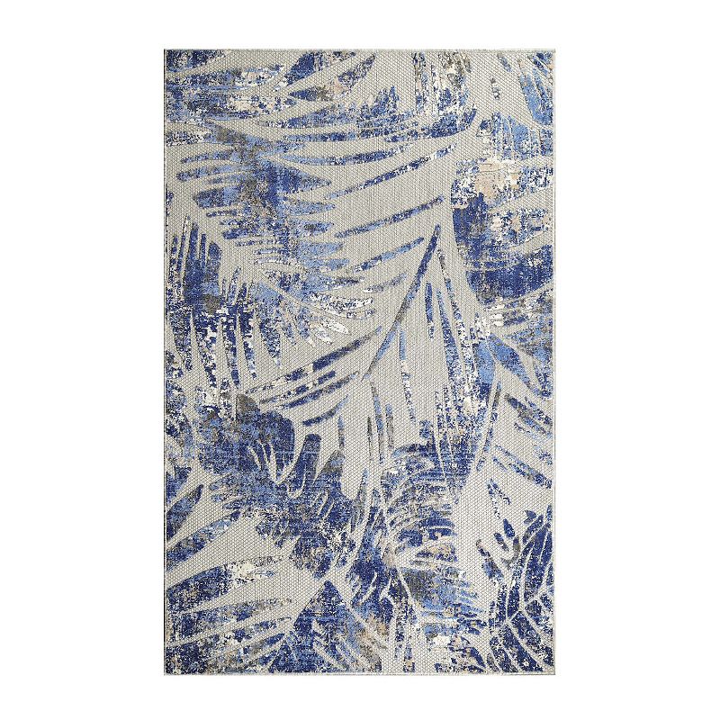 SUPERIOR Botanical Leaves Modern Indoor/Outdoor Area Rug, Grey, 8X10 Ft