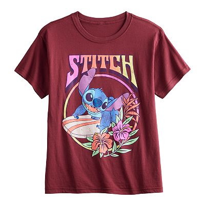 Juniors' Disney's Stitch Surfing Graphic Tee
