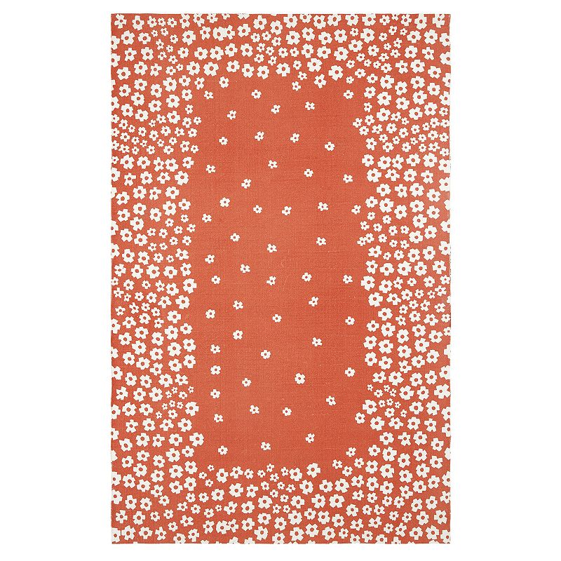 SUPERIOR Wildflower Textured Printed Cotton Area Rug, 5X8 Ft