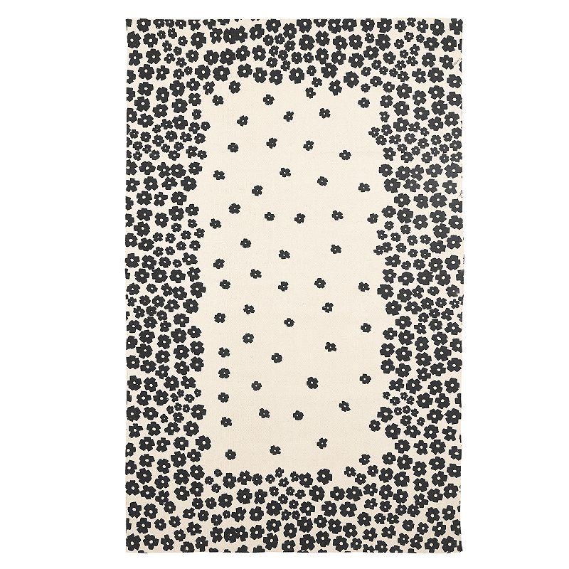 SUPERIOR Wildflower Textured Printed Cotton Area Rug, White, 8X10 Ft