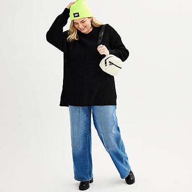 Juniors' Plus Size SO® Waffle Crewneck Sweater