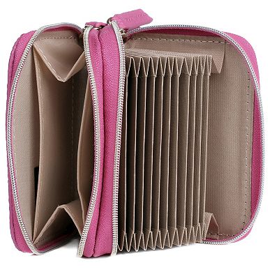 Julia Buxton Solid Pebble RFID-Blocking Wizard Wallet