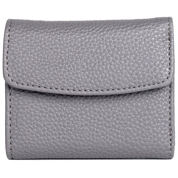 Julia Buxton Solid Pebble RFID-Blocking Mini Trifold Wallet - Cement