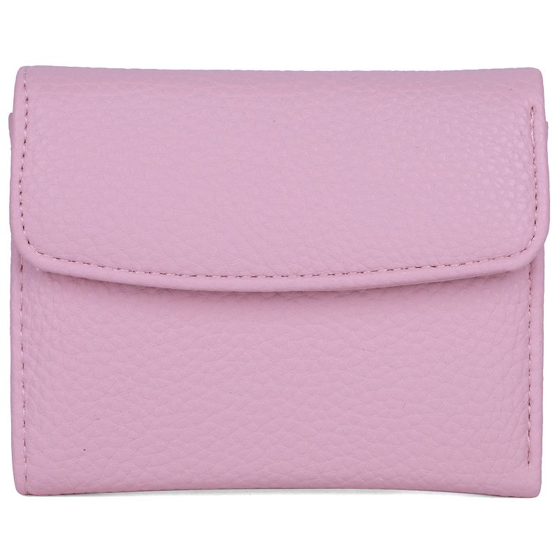 Julia Buxton Solid Pebble RFID-Blocking Mini Trifold Wallet, Beige Blush
