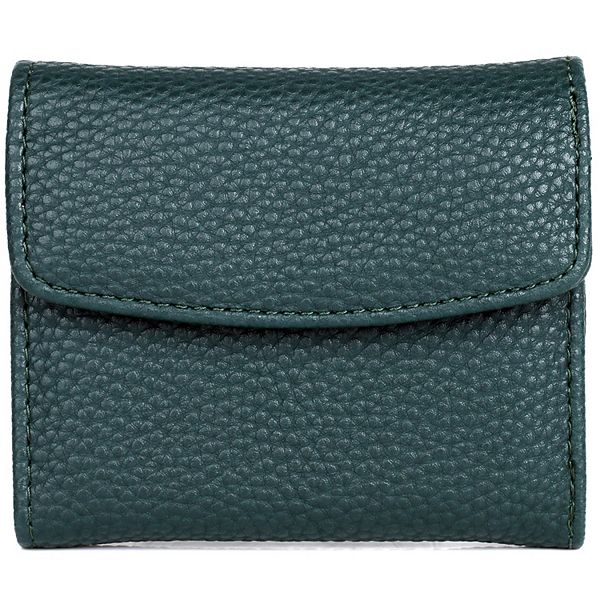 Julia Buxton Solid Pebble RFID-Blocking Mini Trifold Wallet - Teal