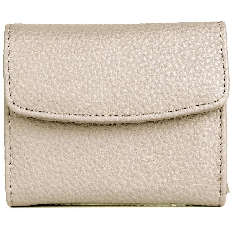 Julia Buxton Solid Pebble RFID-Blocking Mini Trifold Wallet, White Pepper