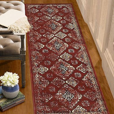 SUPERIOR Mayfair Distressed Damask Indoor Area Rug