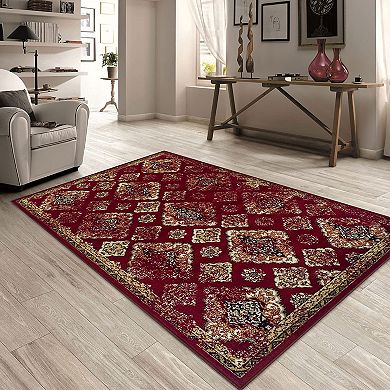 SUPERIOR Mayfair Distressed Damask Indoor Area Rug