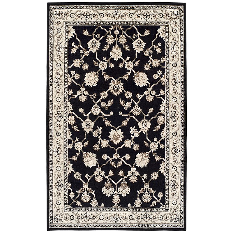 SUPERIOR Kingfield Traditional Floral Indoor Area Rug, Black, 8X10 Ft