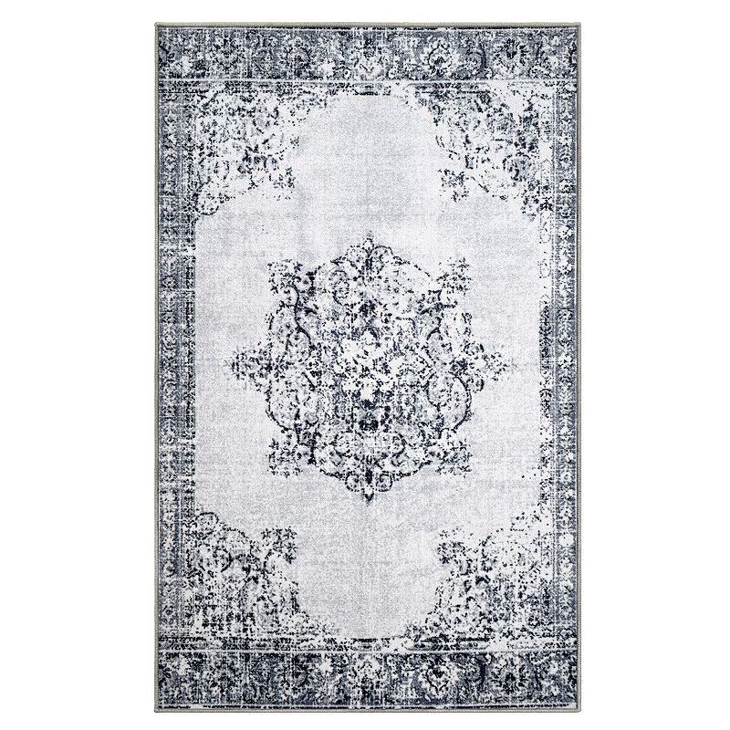 SUPERIOR Decklan Traditional Floral Indoor Area Rug, Grey, 8X10 Ft