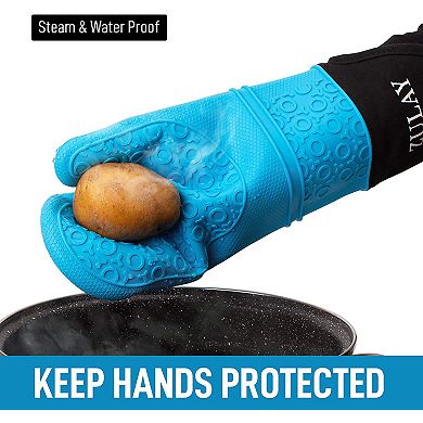Zulay Kitchen Extra Long Silicone Oven Mitts